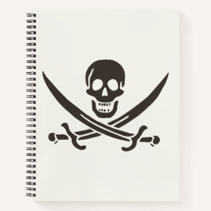 Cuaderno Espadas de cráneo de obsidiana Bandera pirata de C
