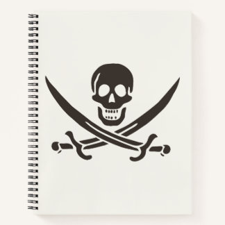 Cuaderno Espadas de cráneo de obsidiana Bandera pirata de C