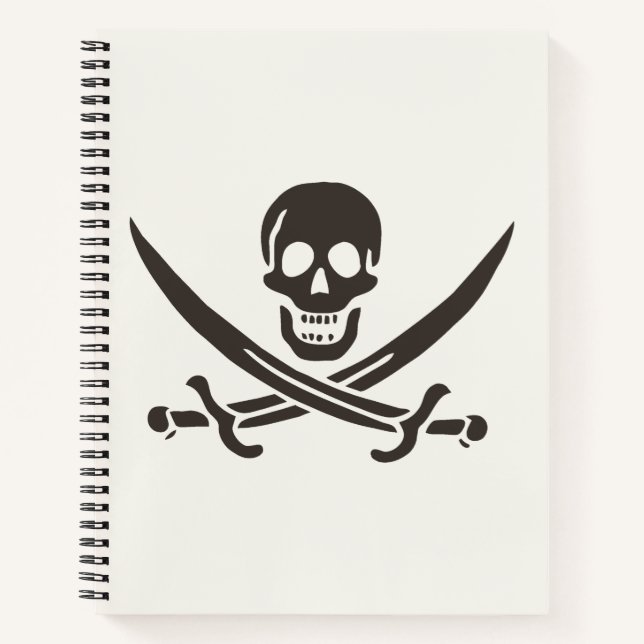Cuaderno Espadas de cráneo de obsidiana Bandera pirata de C (Anverso)