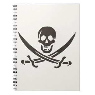 Cuaderno Espadas de cráneo de obsidiana Bandera pirata de C