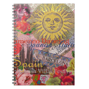 Cuaderno España Vintage Sol Viaje Collage Retro Europa