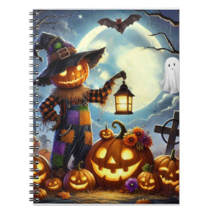 Cuaderno Espantapájaros y calabazas de Halloween