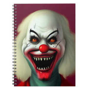 Cuaderno espantoso retrato de horror de payaso monstruo feo