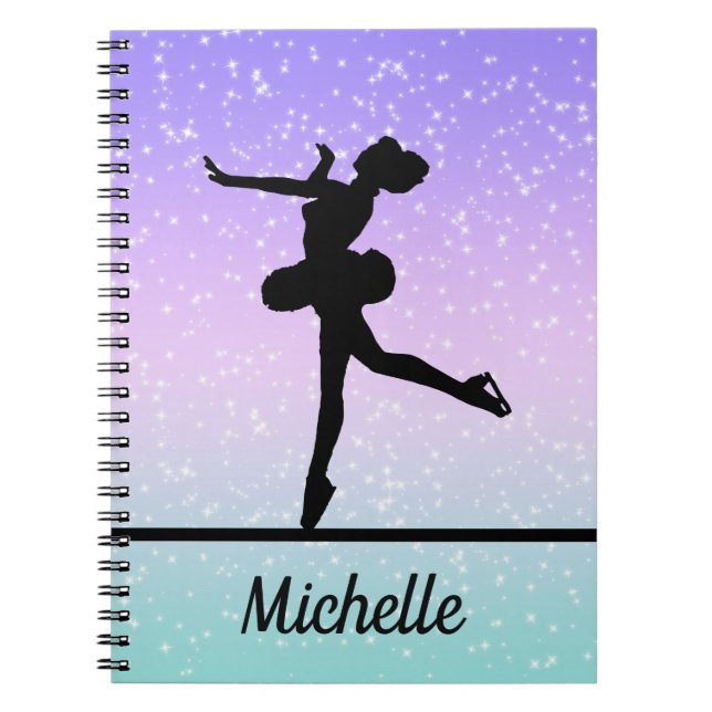 Cuaderno Esparkel de patinaje artístico y Chica personaliza (Frente)