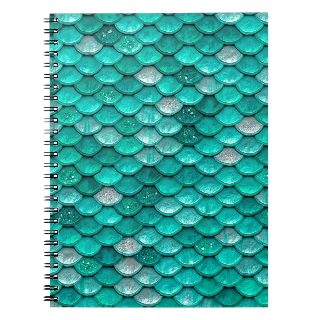 Cuaderno Esparkle Purpurina Green Aqua Mermaid Scales (Frente)