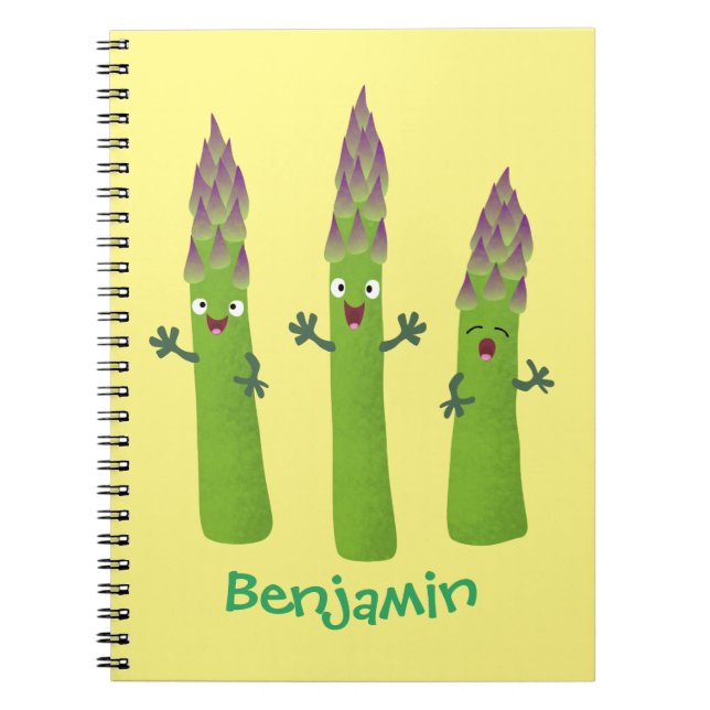 Cuaderno Espárrago lindo cantando trío de verduras personal (Frente)