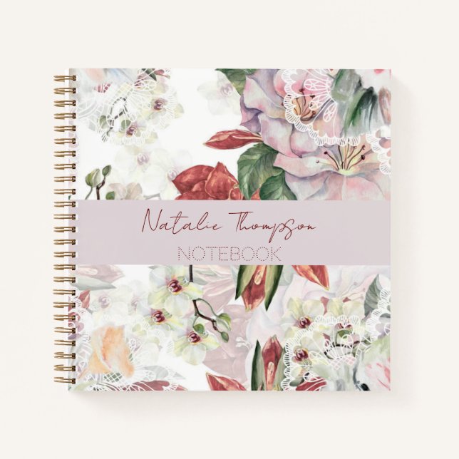 Cuaderno Especial monograma con nombre burgundy script eleg (Anverso)