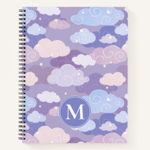 Cuaderno Espectacular patrón de nubes pasteles y estrellas