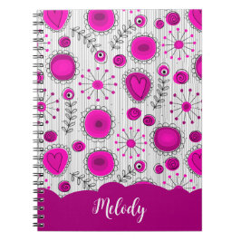 Cuaderno Espectaculares corazones blancos rosados florales