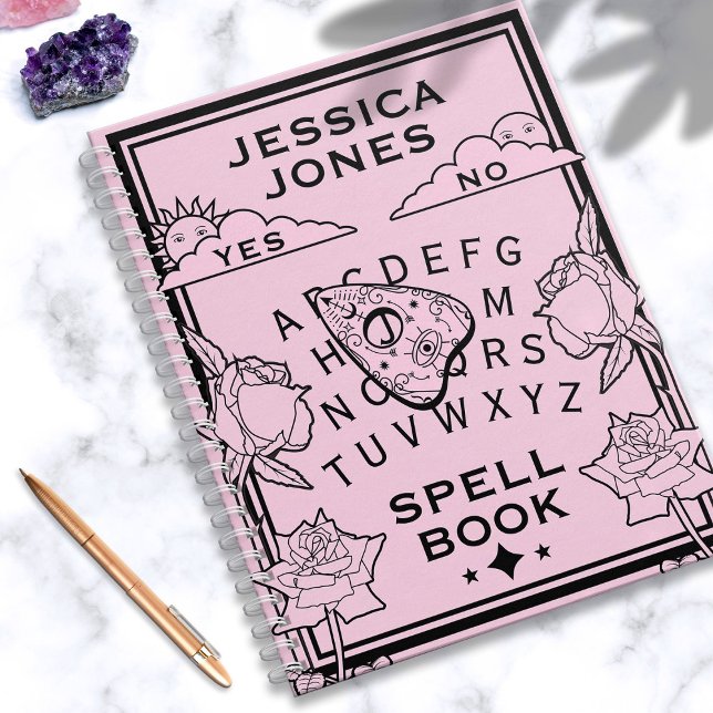 Cuaderno Espectáculo gótico Pastel rosa Black Girly Spirit  (pink and black gothic spellbook)