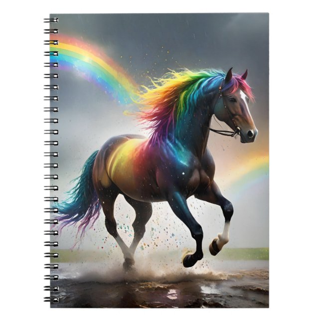 Cuaderno Espectro de gracia: Caballo arcoiris bajo las arco (Frente)