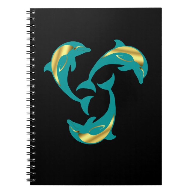 Cuaderno Espéculo de oro azul de delfín acuático (Frente)