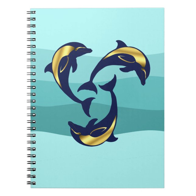 Cuaderno Espéculo de oro azul de delfín acuático (Frente)