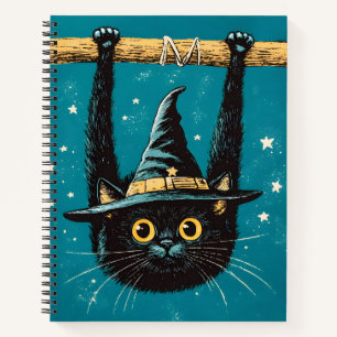 Cuaderno Espeluznante Bruja de gato negro volador