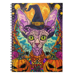 Cuaderno Espeluznante Bruja Y Calabaza De Halloween De Gato