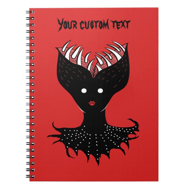 Cuaderno Espeluznante Carácter gótico Demonio Chica con tex (Frente)