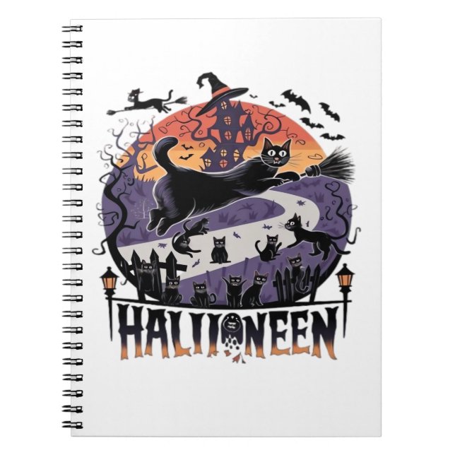 Cuaderno Espeluznante noche de Halloween de Gato Negro - Al (Frente)