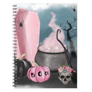 Cuaderno Espeluznante plan de Halloween Grave Yard y Spider