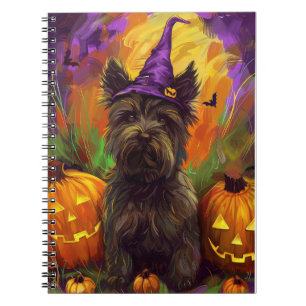 Cuaderno Espeluznante Skye Terrier Perro Halloween Calabaza