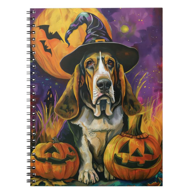 Cuaderno Espeluznantes Hound Halloween Bruja Y Calabaza (Frente)