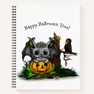 Cuaderno Esperando Halloween , Cute Bat y Raven