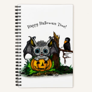 Cuaderno Esperando Halloween , Cute Bat y Raven