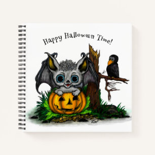 Cuaderno Esperando Halloween , Cute Bat y Raven