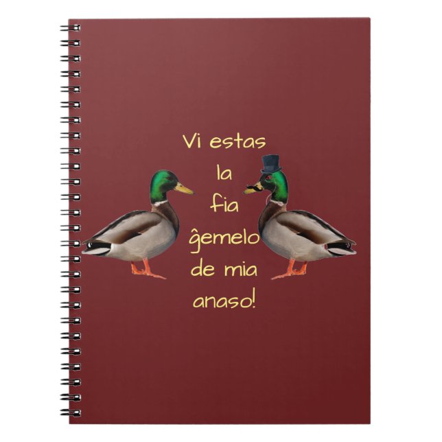 Cuaderno Esperanto: ¡Anaso de la fiĝemelo de mia de los (Frente)