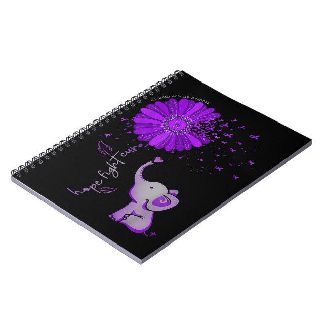 Cuaderno Esperanza contra la cinta morada del elefante Alzh (Lado Izquierdo)