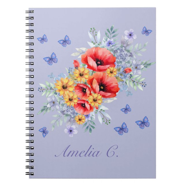 Cuaderno Espías rojas deliciosas, girasoles y mariposas (Frente)