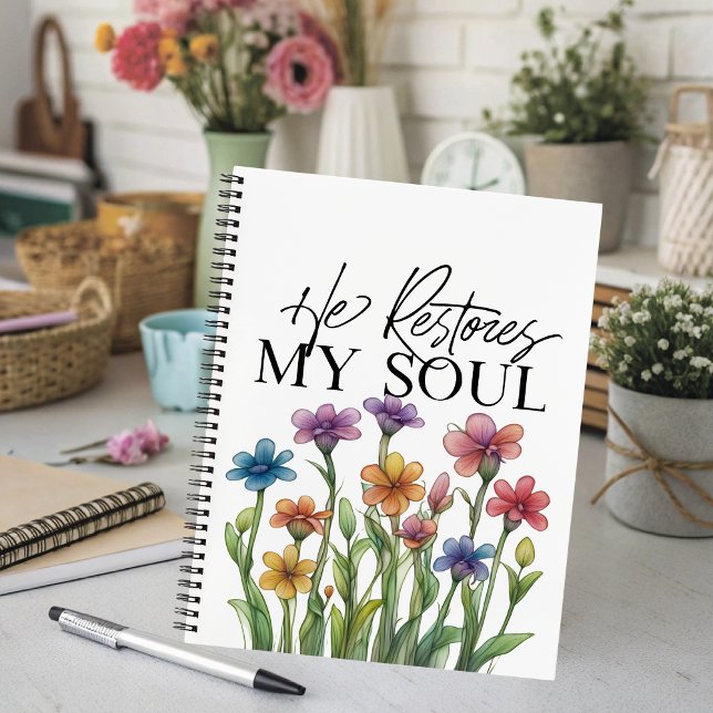 Cuaderno espiral 8,5 x 11 - Él restaura mi alma (Subido por el creador)