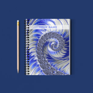 Cuaderno Espiral Abstracto Azul Gris Blanco Con No