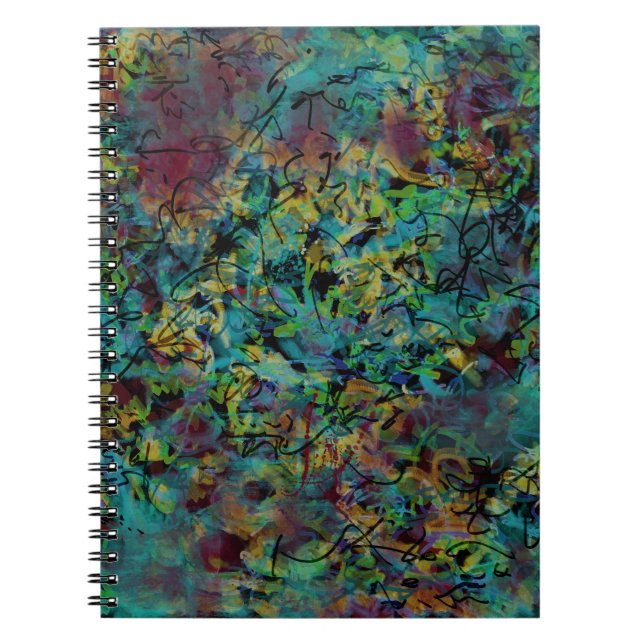 Cuaderno espiral abstracto garabateado multicolor (Frente)