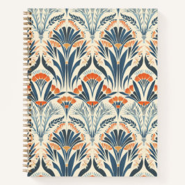Cuaderno espiral Art Deco inspirado en floral vint