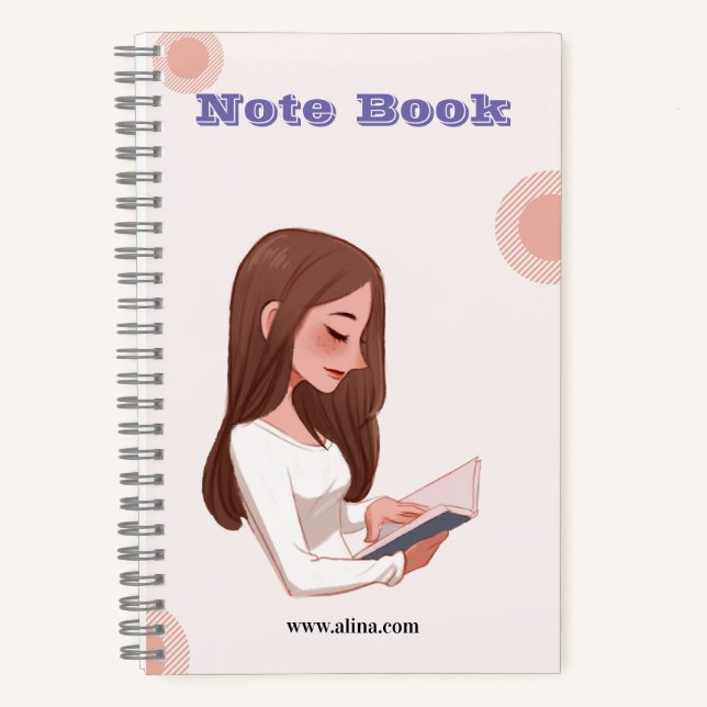 Cuaderno Espiral azul blanco moderno de lujo de 5,5" x 8,5" (Anverso)