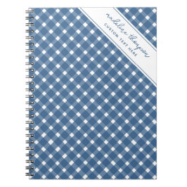 Cuaderno Espiral azul de la marina de Gingham básica