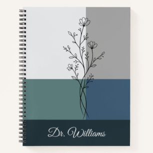 Cuaderno espiral azul marino profesional geométric