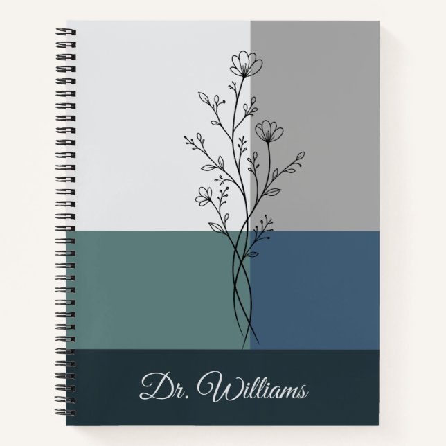 Cuaderno espiral azul marino profesional geométric (Anverso)