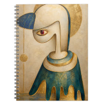 Cuaderno espiral azul y dorado surrealista
