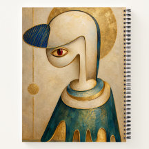 Cuaderno espiral azul y dorado surrealista
