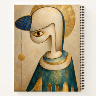 Cuaderno espiral azul y dorado surrealista