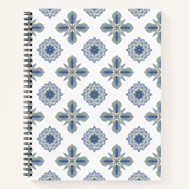 Cuaderno espiral azul y verde hermoso (Anverso)