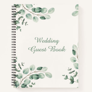 Cuaderno Espiral Boda bohemia verde y blanca