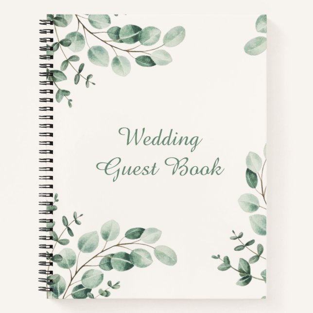Cuaderno Espiral Boda bohemia verde y blanca (Anverso)