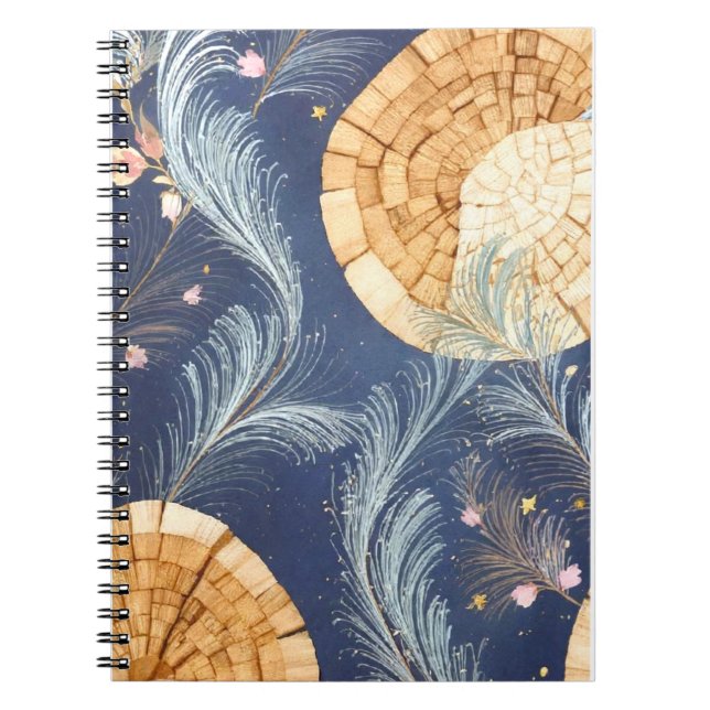 Cuaderno espiral botánico de abanico de grano de m (Frente)