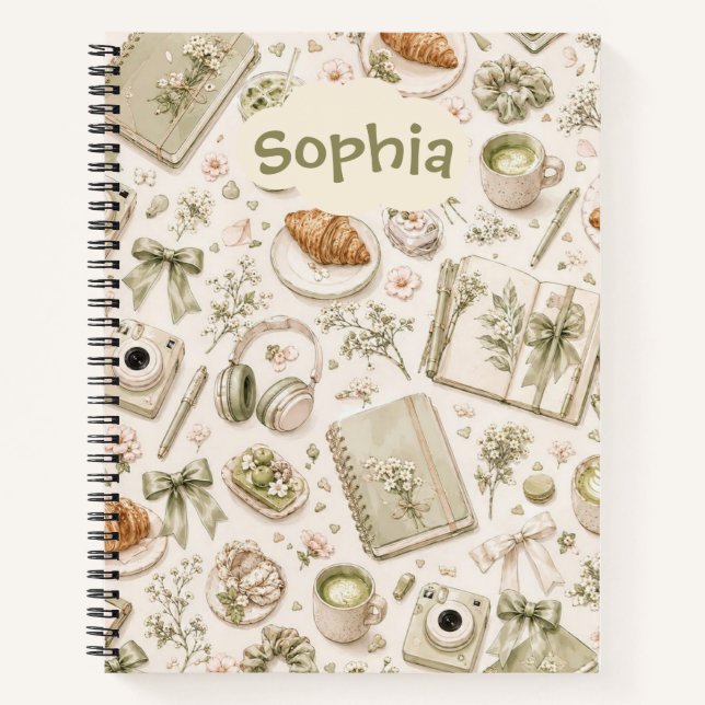 Cuaderno espiral botánico vintage (Anverso)