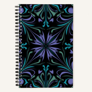 Cuaderno espiral caleidoscopio púrpura azul verdos