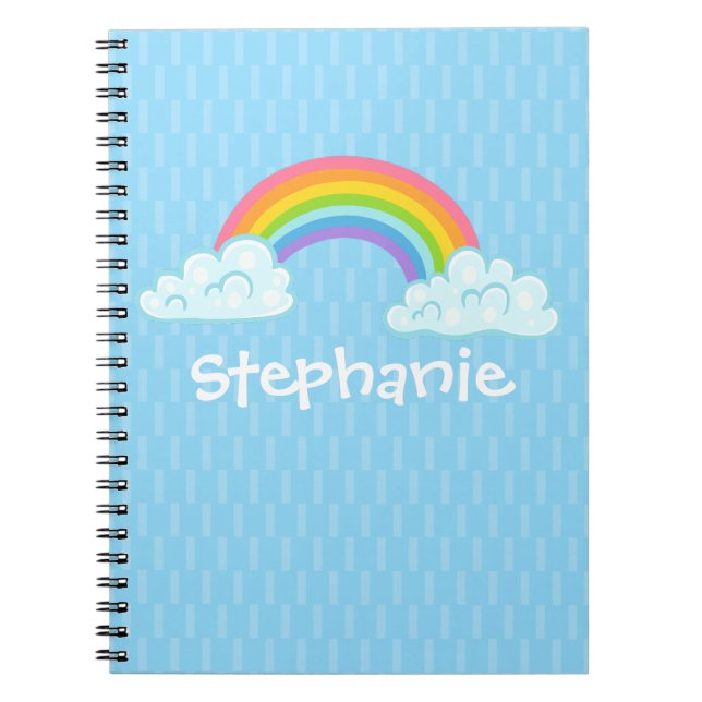 Cuaderno espiral caprichoso arcoíris con nombre pe (Frente)
