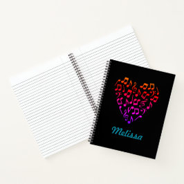 Cuaderno Espiral cardíaca de música arcoiris personalizada 