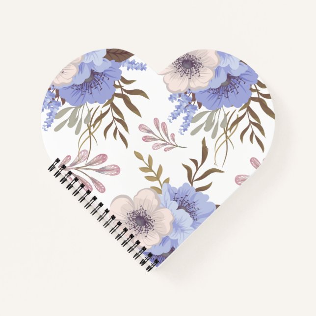 Cuaderno Espiral cardíaca Personalizado de flores (Anverso)